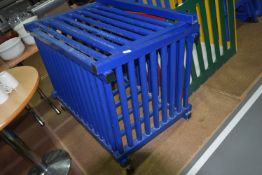 Blue Plastic Storage Cage on Wheels