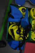 ~20 Zoggs Yellow Armband Float Discs and Three Shark Fin Floats (trays not included)
