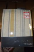 *Six Mauve Stripe Grey Mustard Pencil Pleat Curtains 90” x 72” drop