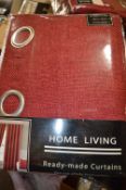 *Three Home Living Red Lined Eyelet Curtains 132” x 72” drop