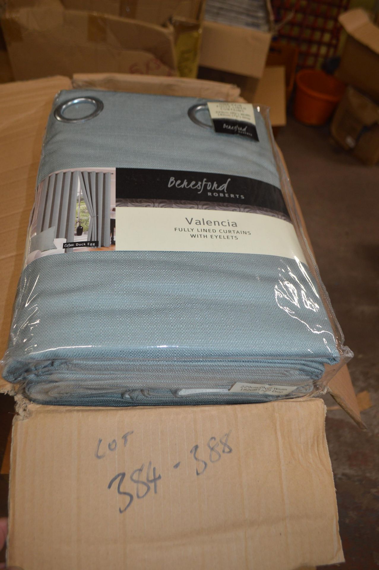 *Beresford Robert Valencia Lined Eyelet Curtains in Duck Egg Blue 90” x 72” drop