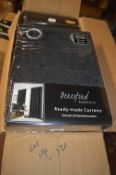 *Beresford Robert Lined Eyelet Curtains in Black 66” x 54” drop