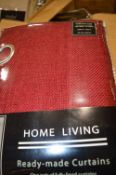 *Three Home Living Red Lined Eyelet Curtains 132” x 72” drop