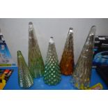 *Five Glass Christmas Tree Table Lamps