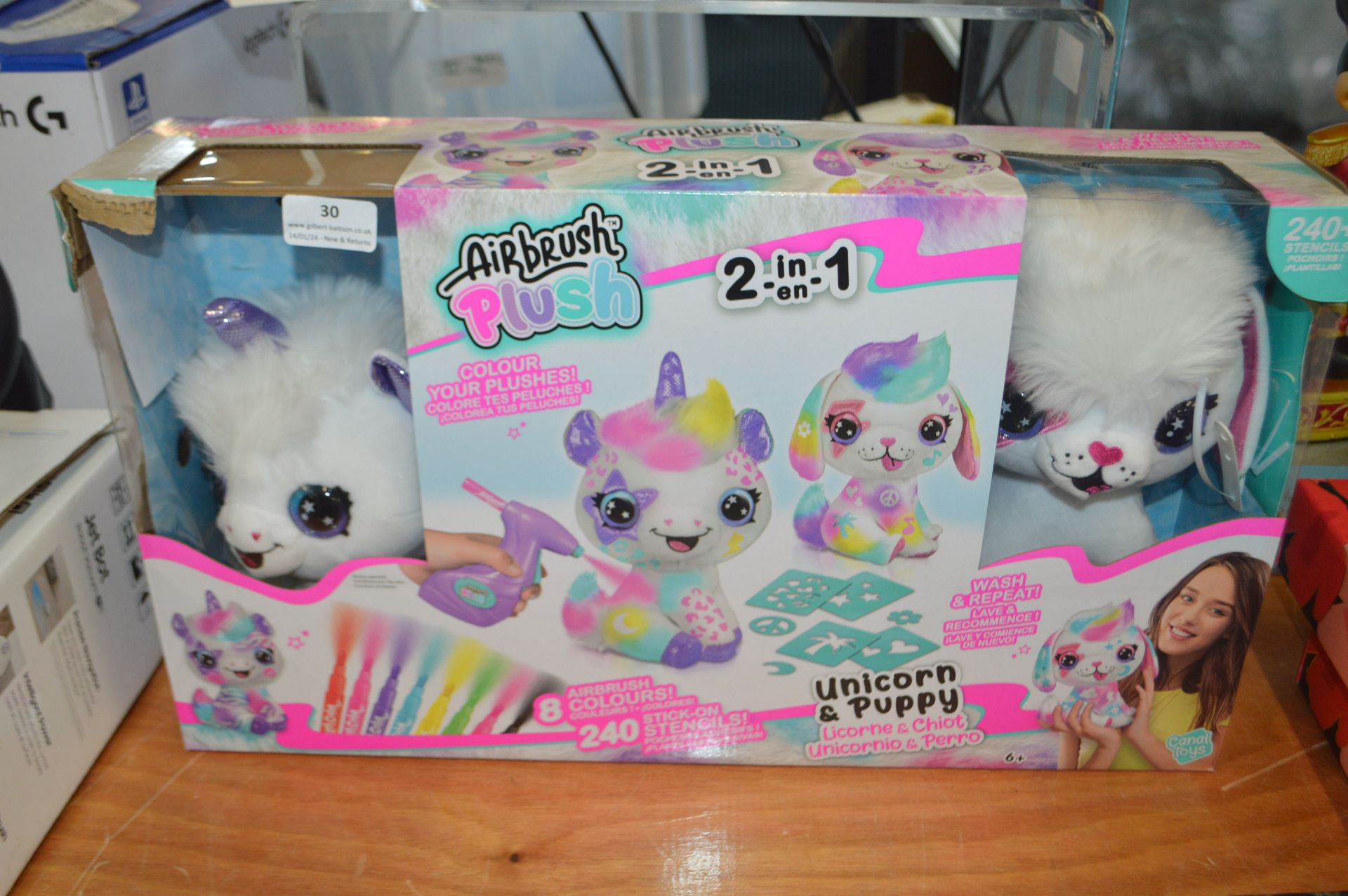 *Air Brush Plush Unicorn and Puppy Colouring Set