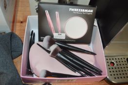 *Brushworks Part Brush Set plus Tweezerman Brow Se