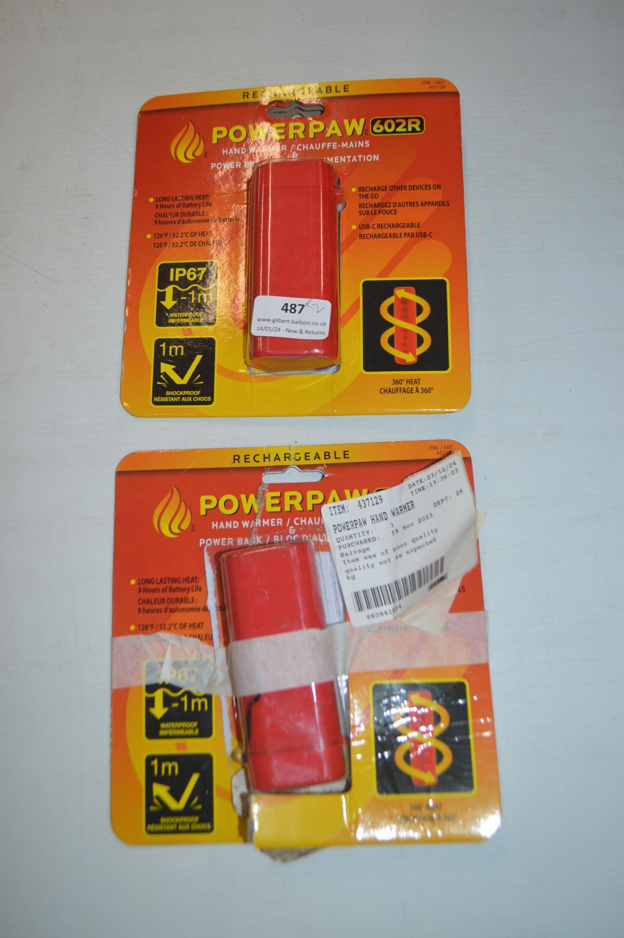 *Two Power Paw Recharagble Hand Warmers/Power Bank