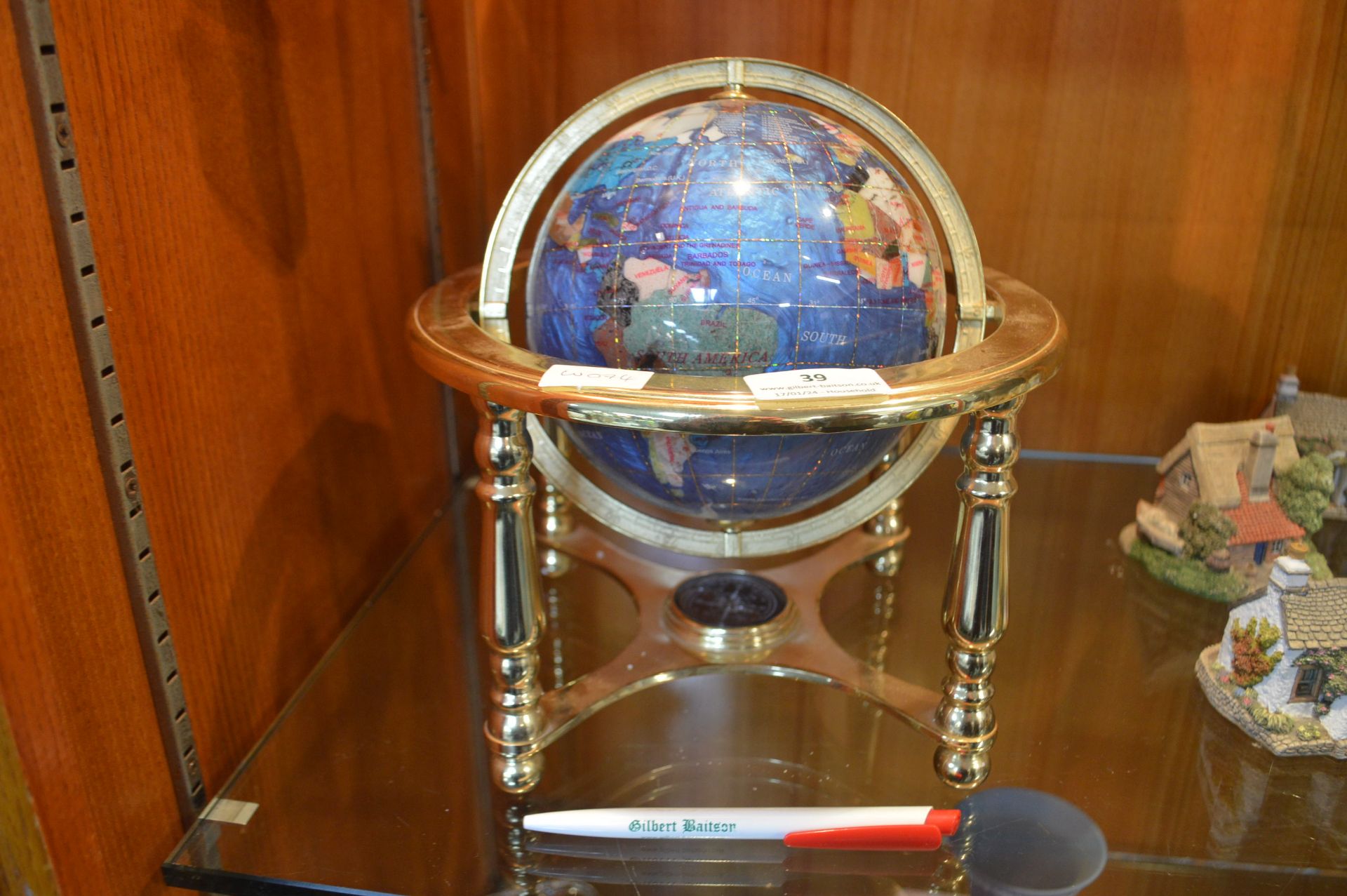 Brass Gemstone Style Oscillating Globe - Image 2 of 2