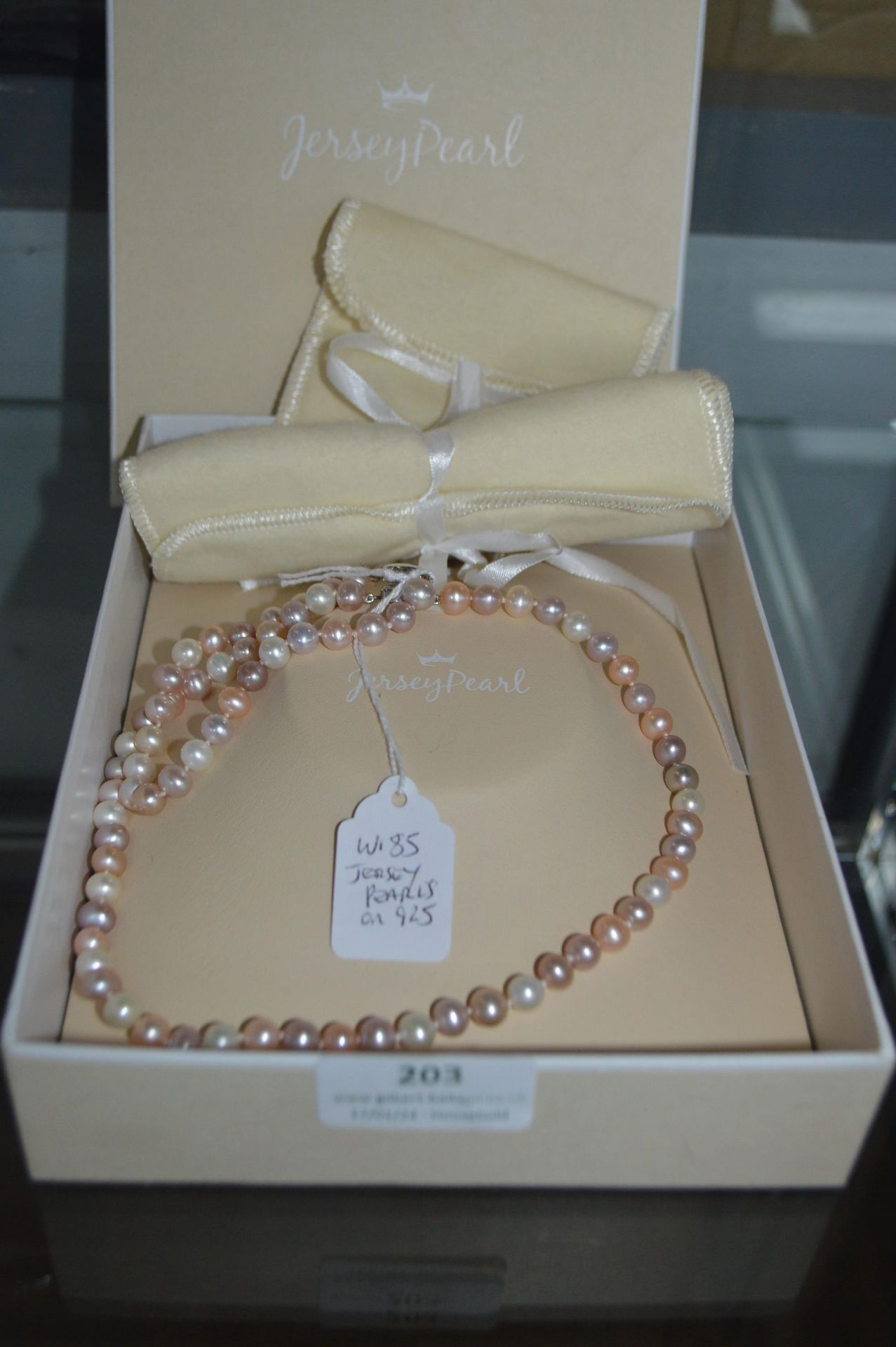 Jersey Pearl Necklace and Bracelet with 925 Silver