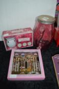 Glass Drinks Dispenser plus Makeup Set, and a Mull