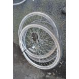 Three Bicycle Wheels with Tyres