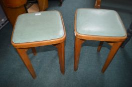 Two Retro Vinyl Topped Stools