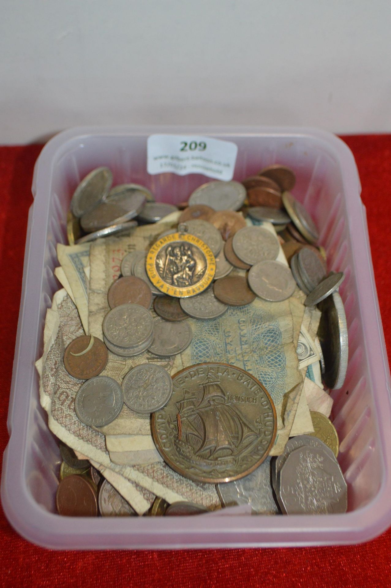 Assorted Coinage and Banknotes plus Silver St Chri
