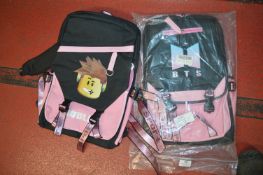 *Two Pink Backpacks: One Roblox and One BTS