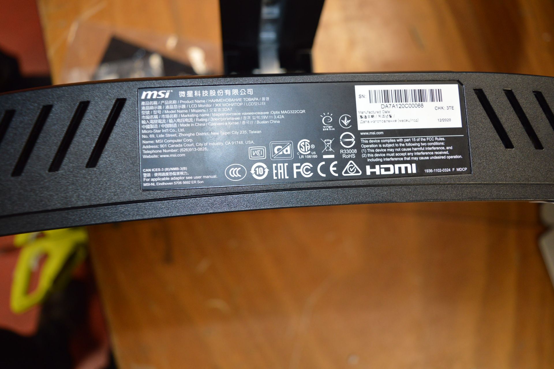 *MSI 31.5” WQHD Curved Gaming Monitor - Image 2 of 2