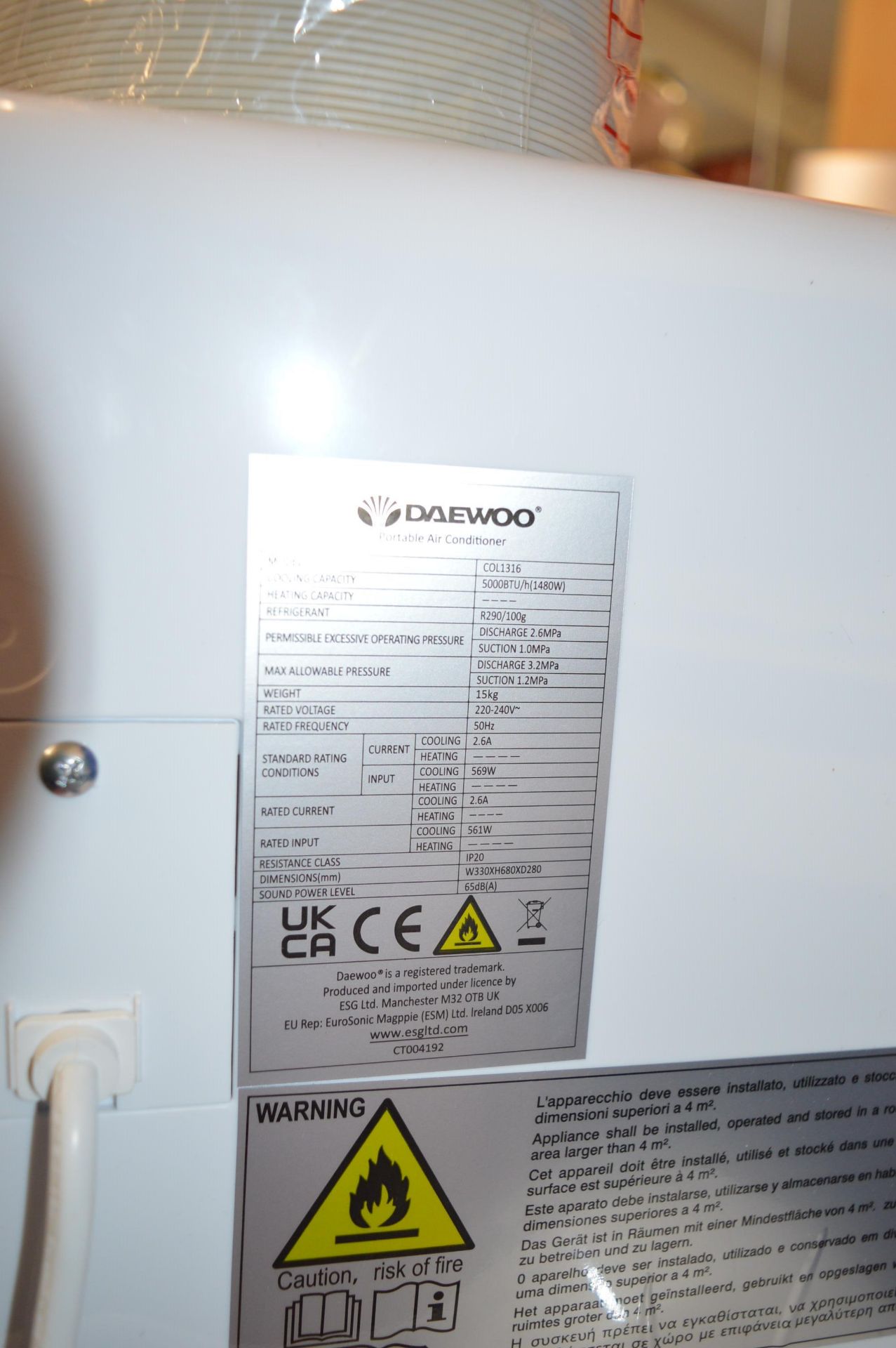 *Daewoo Air Conditioner - Image 2 of 2