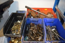 Mixed Lot Including Brass Effect Box, Various Hooks, Door Handles, Impact Driver and Sockets, and