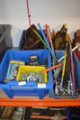 Four Boxes of Locks, Bolts, Brushes, Drill Bits, etc.