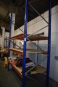 One Bay of Dexion M Racking 110x230cm x 370cm high Comprising Two Uprights and Six Beams (contents