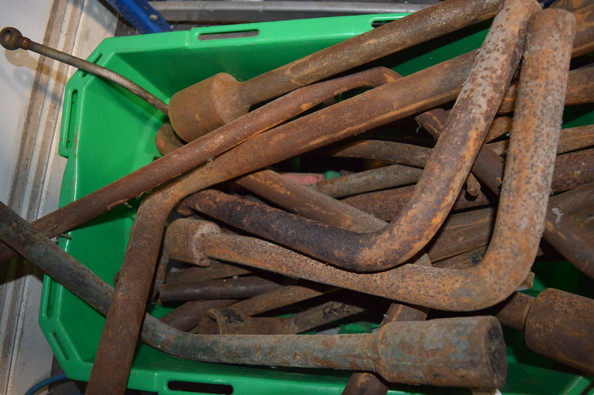 Box of Scrap Metal, Heavy Duty Wrenches, and a Sledgehammer - Image 2 of 2