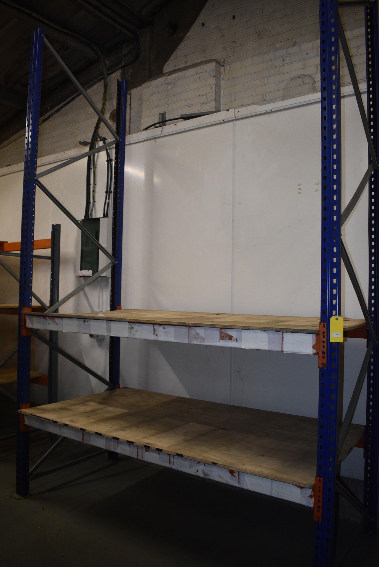 Bay of Dexion M Racking 110x230cm x 370cm high Comprising of Two Uprights and Four Beams (contents