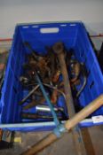 Mixed Box Containing Auger, Chain Wrench, etc.