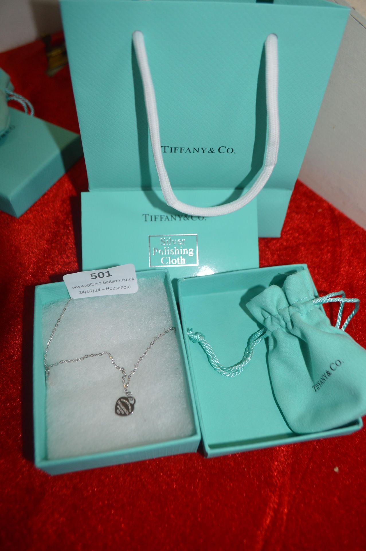 Tiffany Style Silver Heart Pendant and Chain