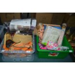 Two Tubs of Household Goods, Toys, Dolls, etc.