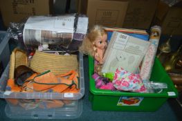 Two Tubs of Household Goods, Toys, Dolls, etc.