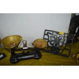 Cast Iron and Brass Kitchen Scales, and a Bookstan