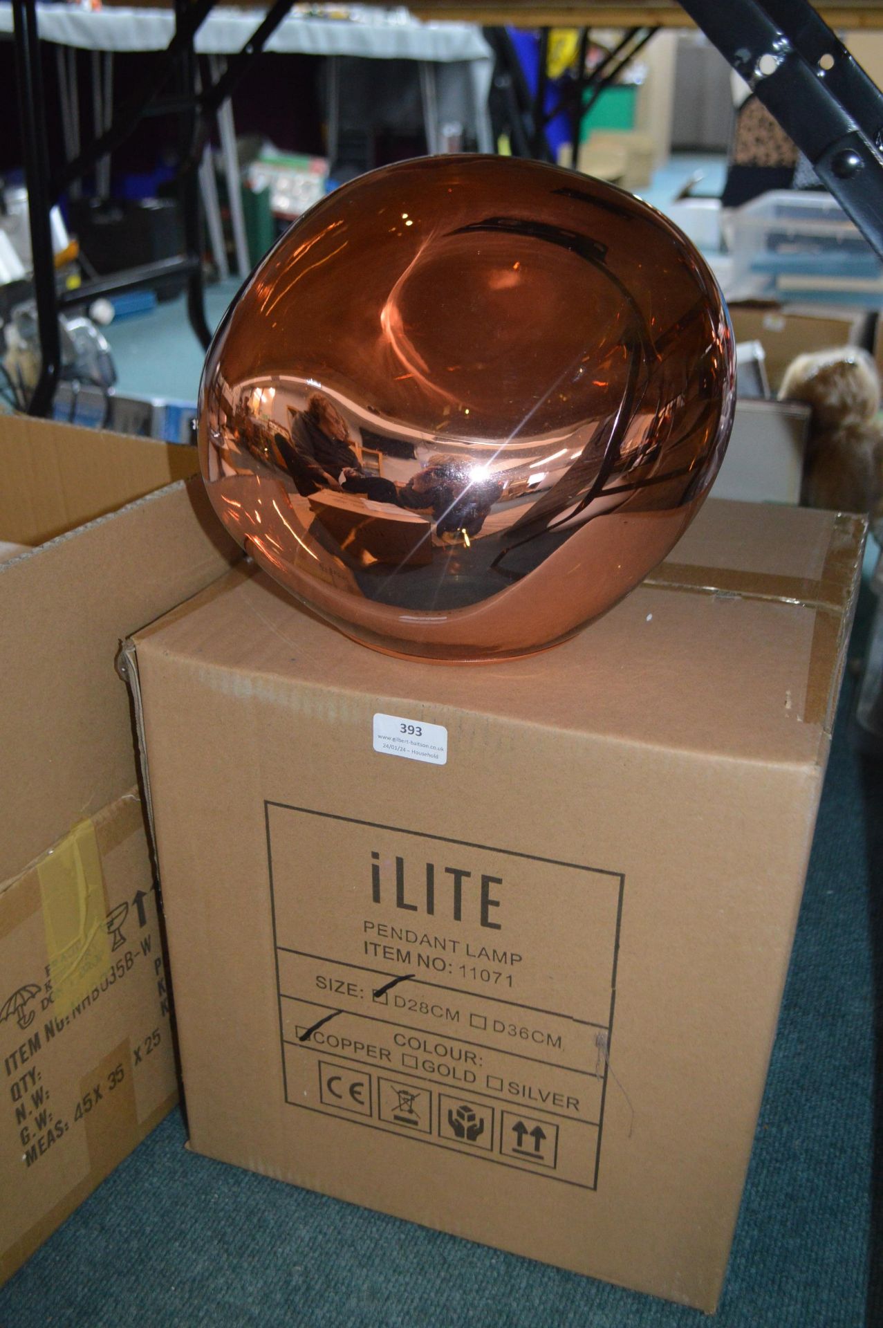 iLite Copper Effect Pendant Lamp 28cm