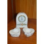 Aynsley Cottage Garden Mantel Clock plus Two Candl