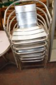 Six Stainless Steel Outdoor Chairs