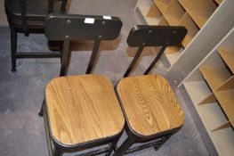 Two Metal Framed Wood Topped Chairs