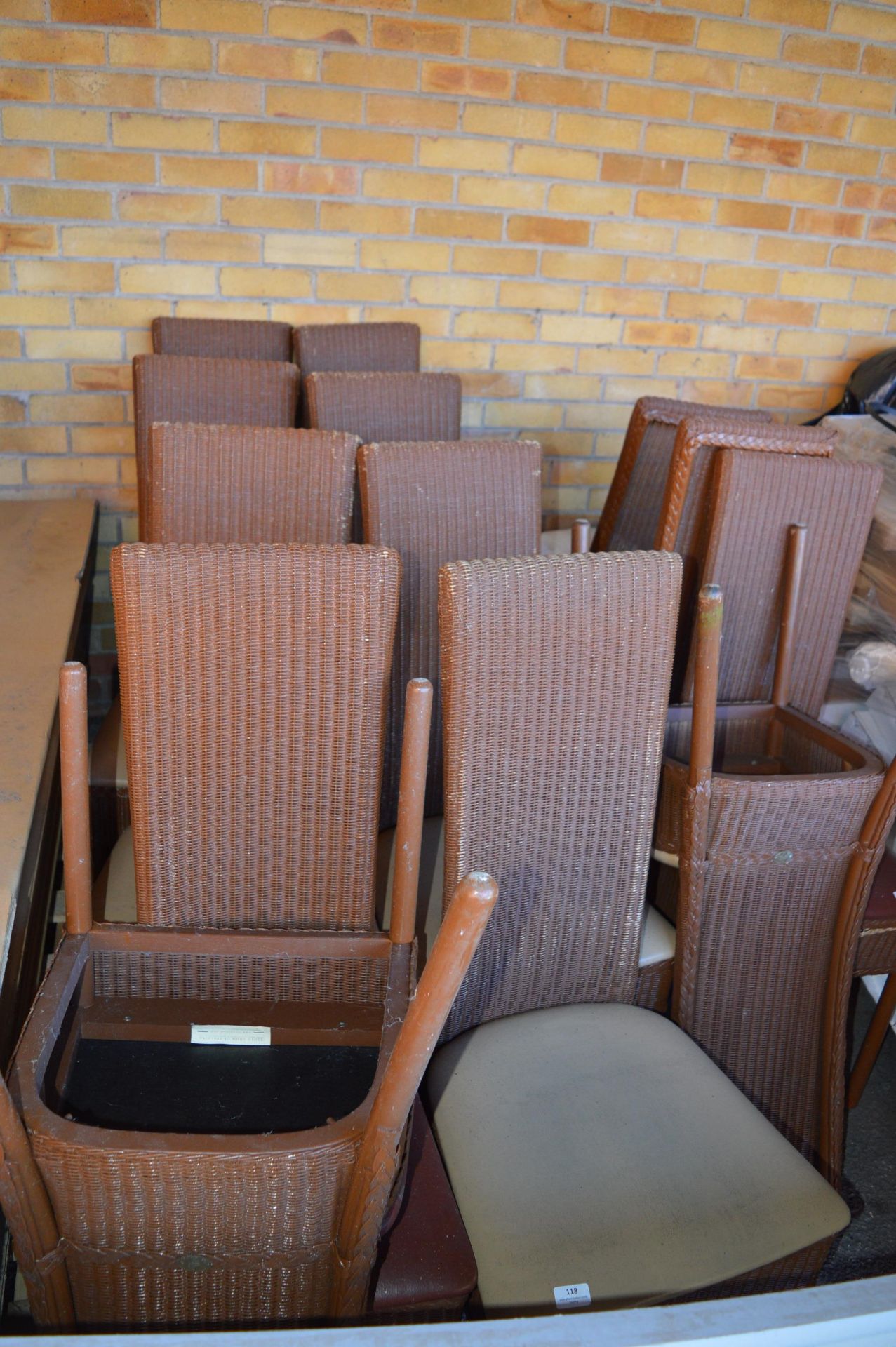 ~12 Rattan Highback Chains with Cushions - Image 3 of 3