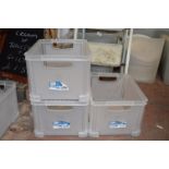 *Three Clear Plastic Stackable Heavy Duty Boxes 35