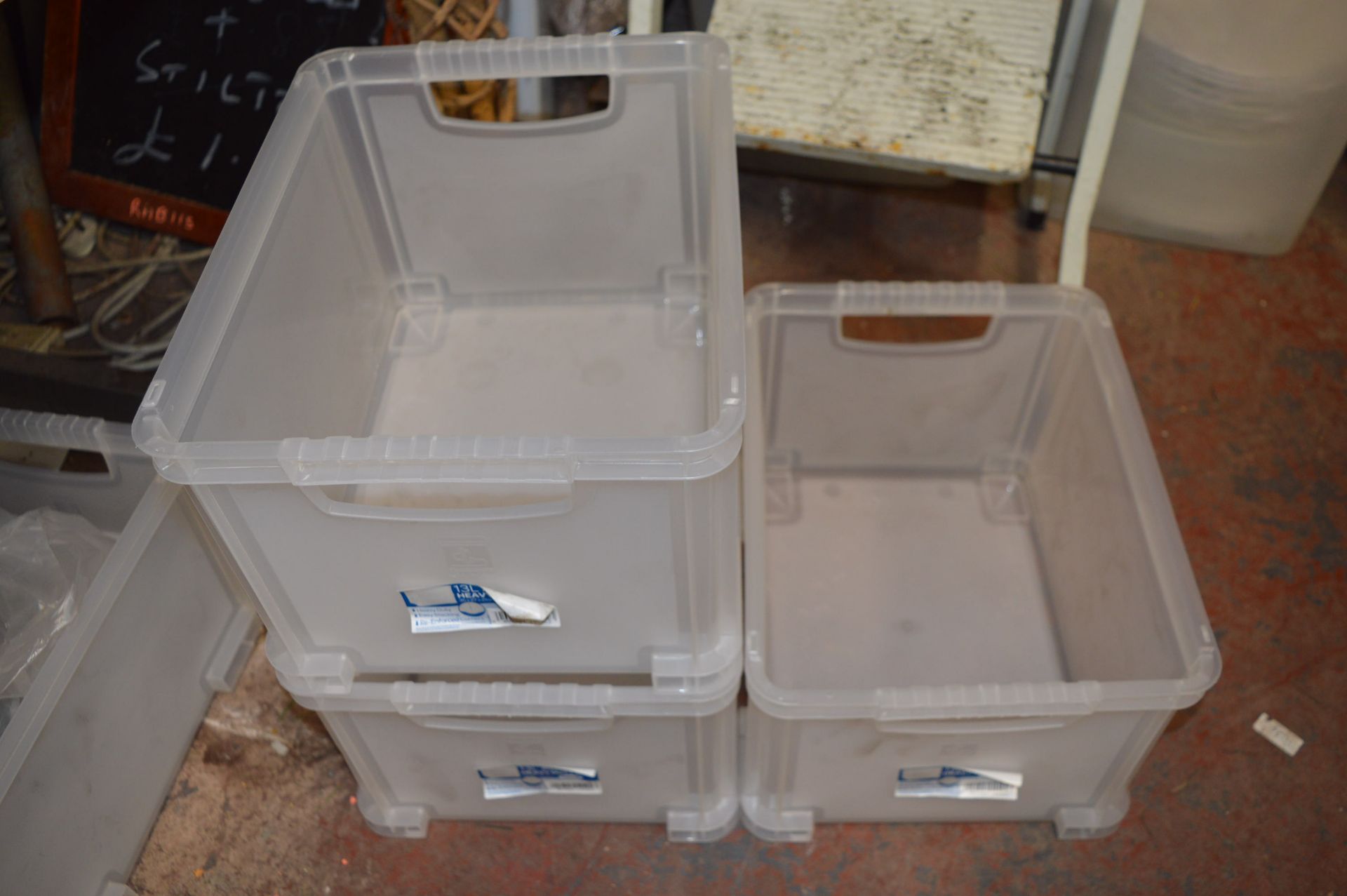 *Three Clear Plastic Stackable Heavy Duty Boxes 35 - Image 2 of 2