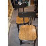 Two Metal Framed Wood Topped Chairs
