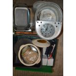 Two Boxes of Kitchen Items Plastic and Glass Conta