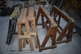 *Three Pairs of Assorted Wood and Plastic Trestles