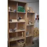 *Two Open Fronted Shelving Unit Containing Assorted First Aid Kits, Wood Vents, etc.