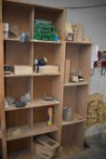 *Two Open Fronted Shelving Unit Containing Assorted First Aid Kits, Wood Vents, etc.