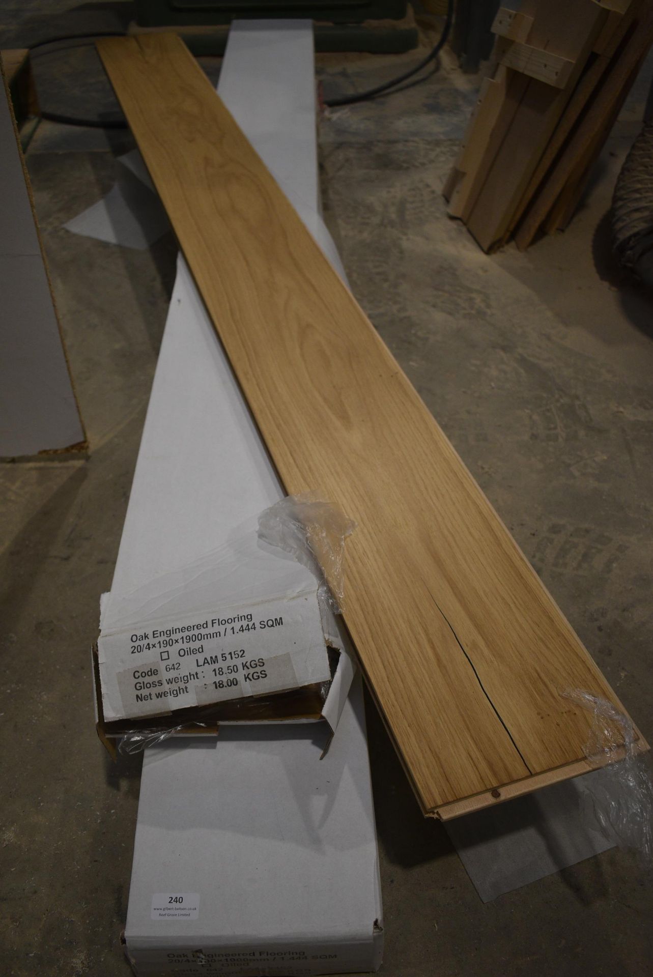 *Two Boxes Containing 1.44m² of Oak Engineered Flooring 20x4x1900mm