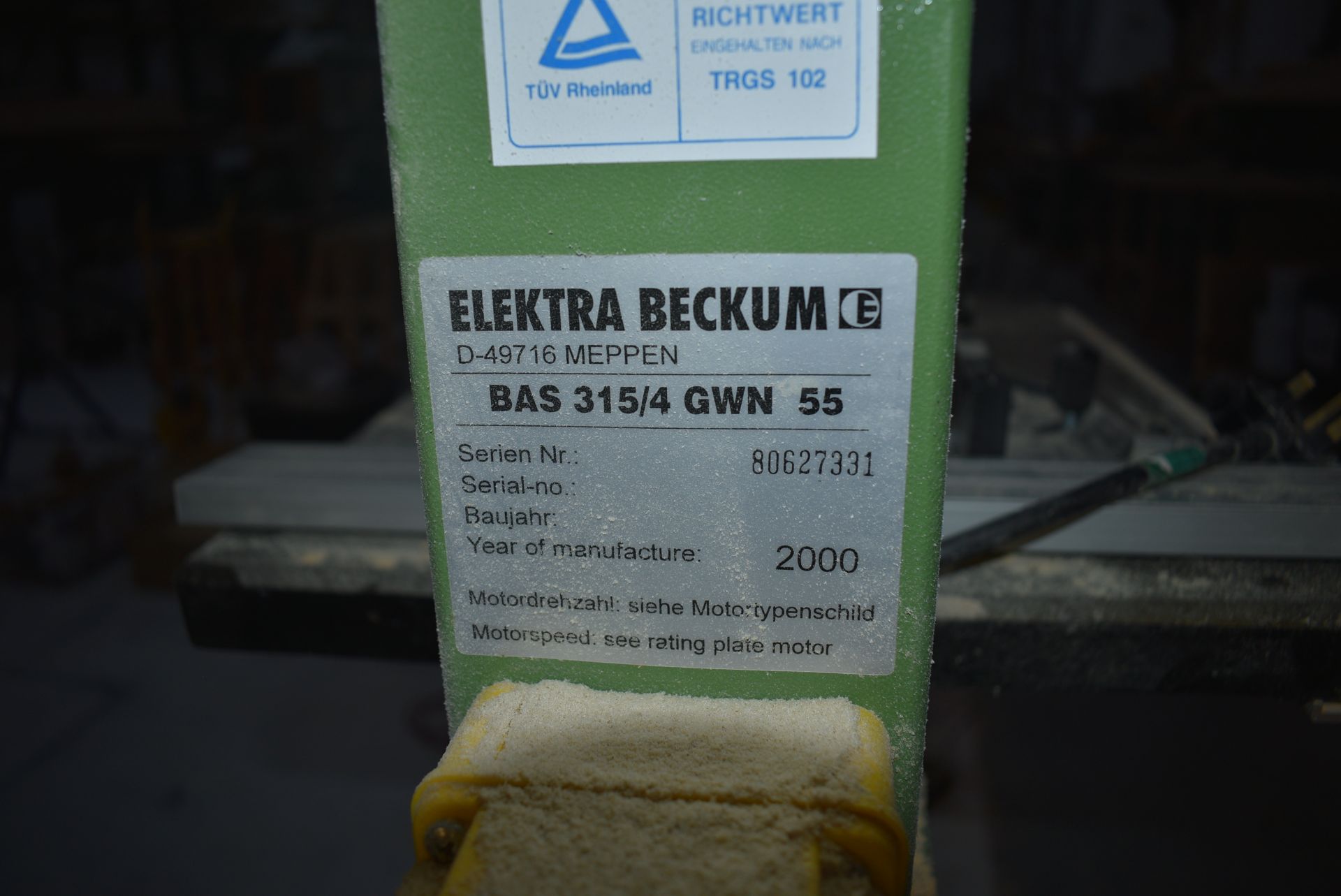 *Elektra Beckum Band Saw Model: BAS315, 240v - Image 3 of 4