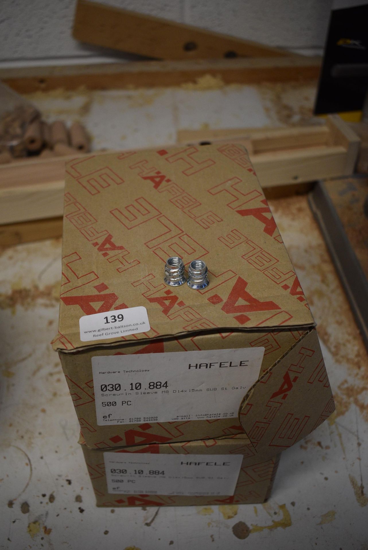 *Two Part Boxes of Hafele M8 Captive Nuts