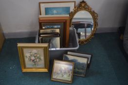 Framed Pictures, Prints and a Mirror