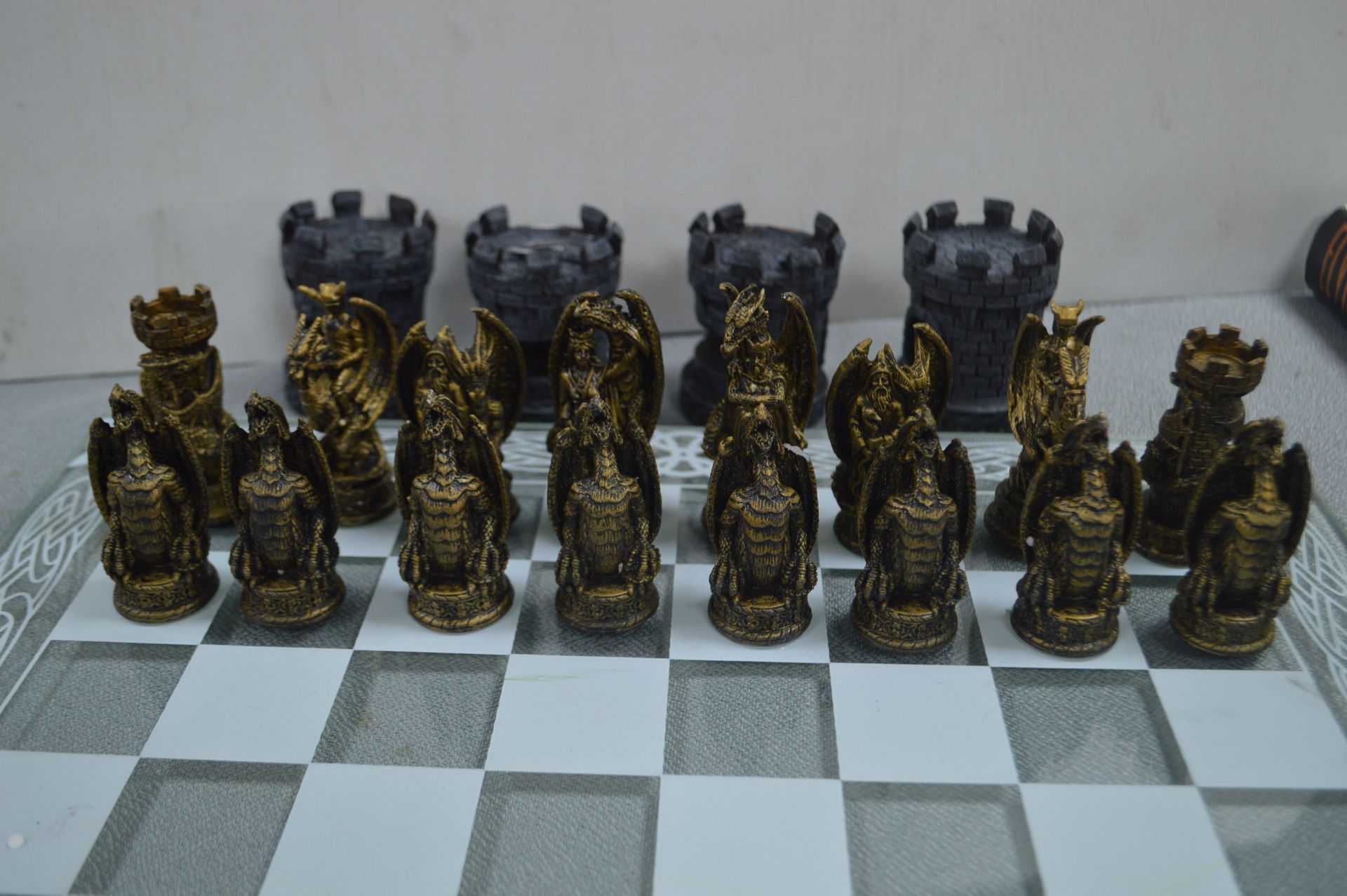 Dragon Chess Set with Glass Board - Image 3 of 3