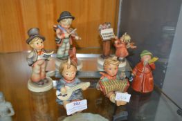 Six Hummel and Goebel Musician Figurines