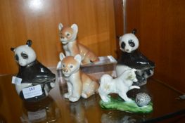 Russian Pottery Pandas, Lions, etc.