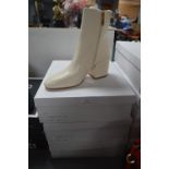 Three Pairs of Delina Lady's Cream Ankle Boots Siz